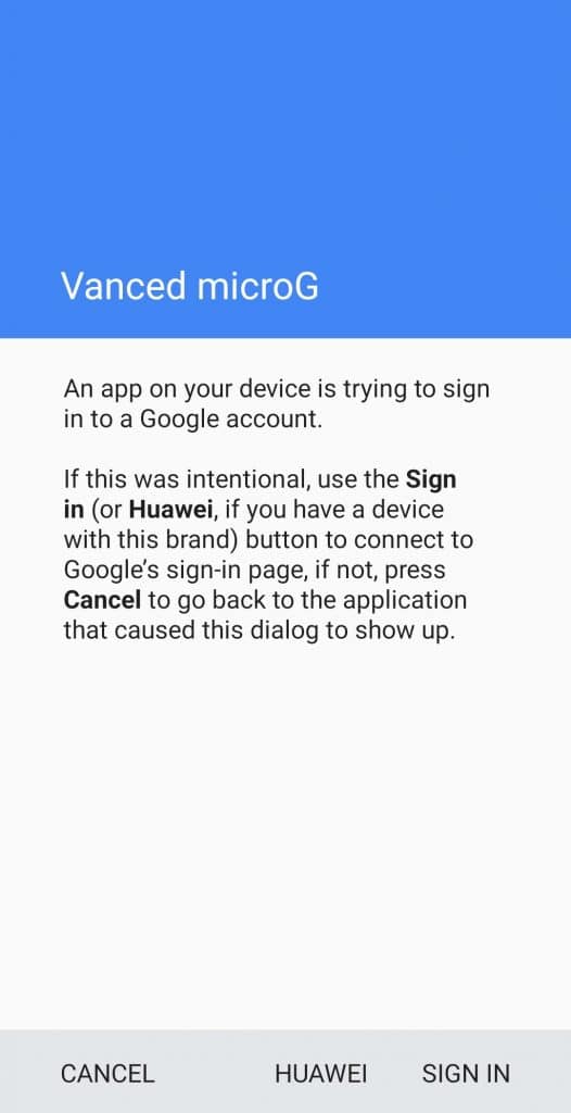 Vanced MicroG Sign In